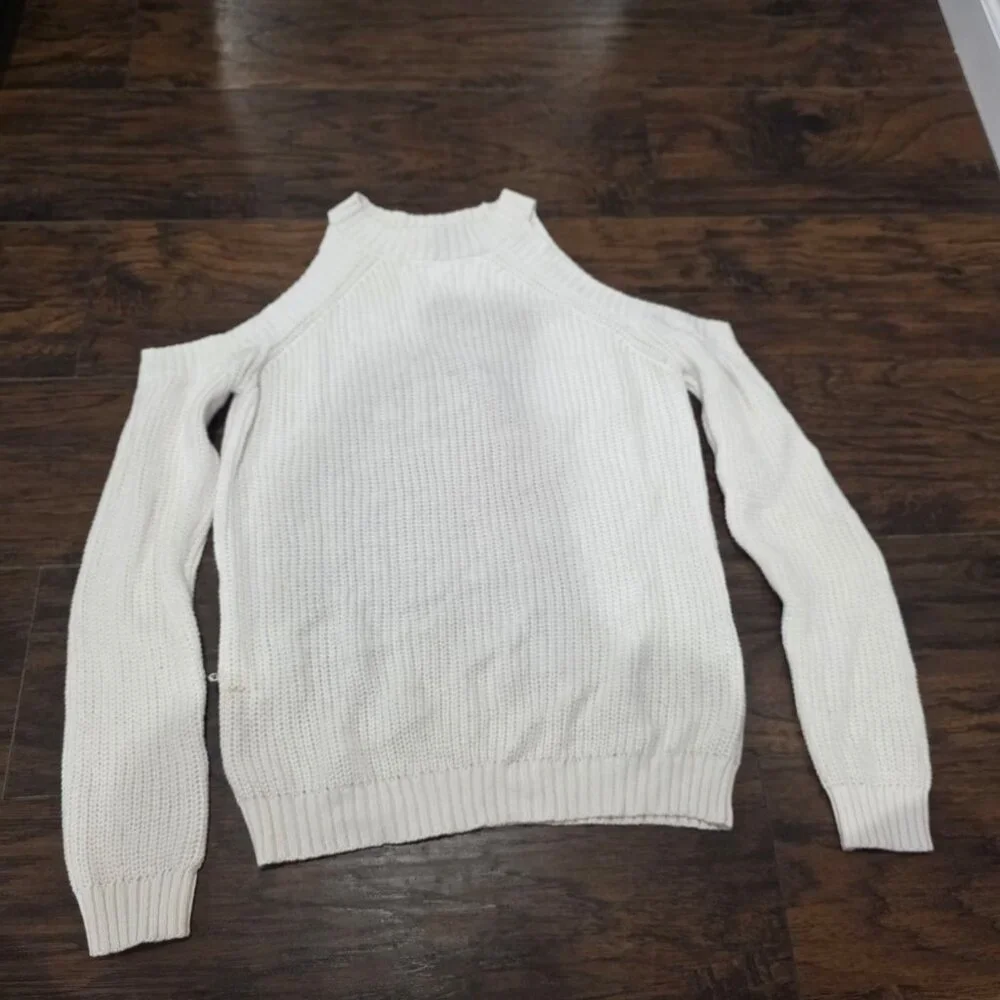 Cream Cold Shoulder Sweater